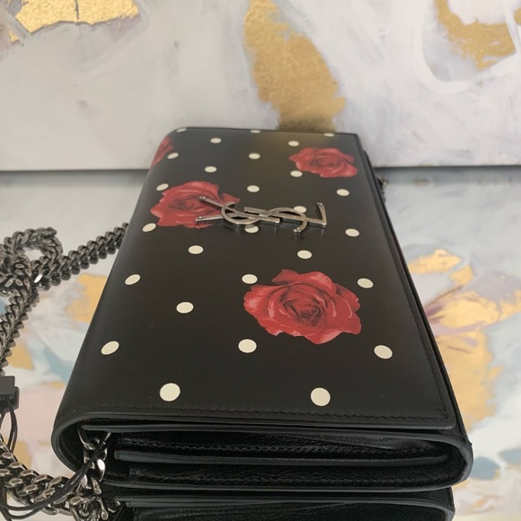 Saint Laurent Polka Dot Floral Monogram WOC - Picture 6 of 11